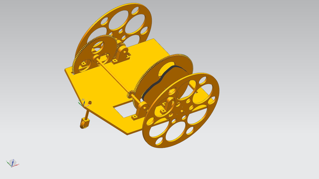 初版 CAD 概念模型 — 底盘布局与车轮配置初稿。